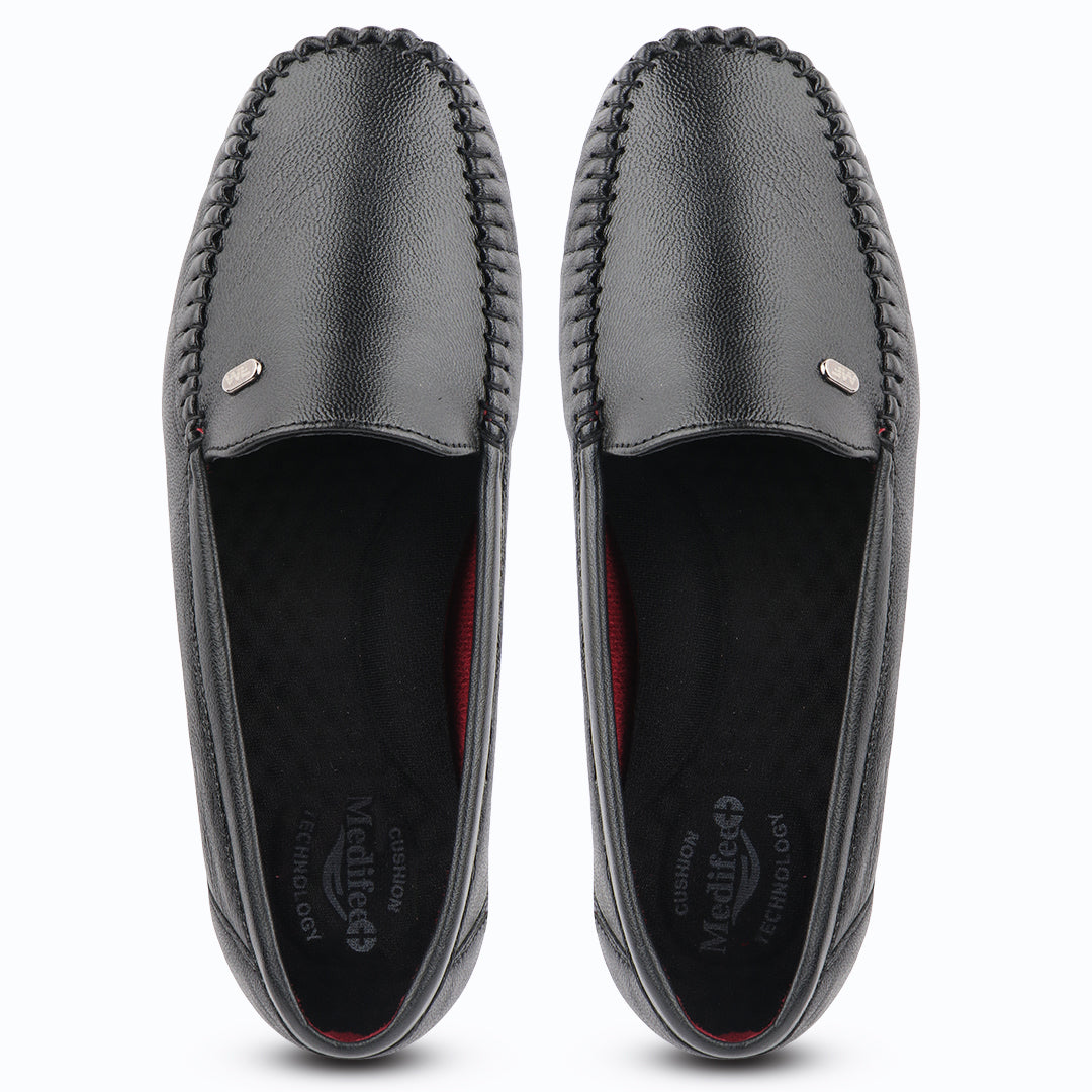 Pointed-Toe Leather Loafers for Women with Extra Cushion