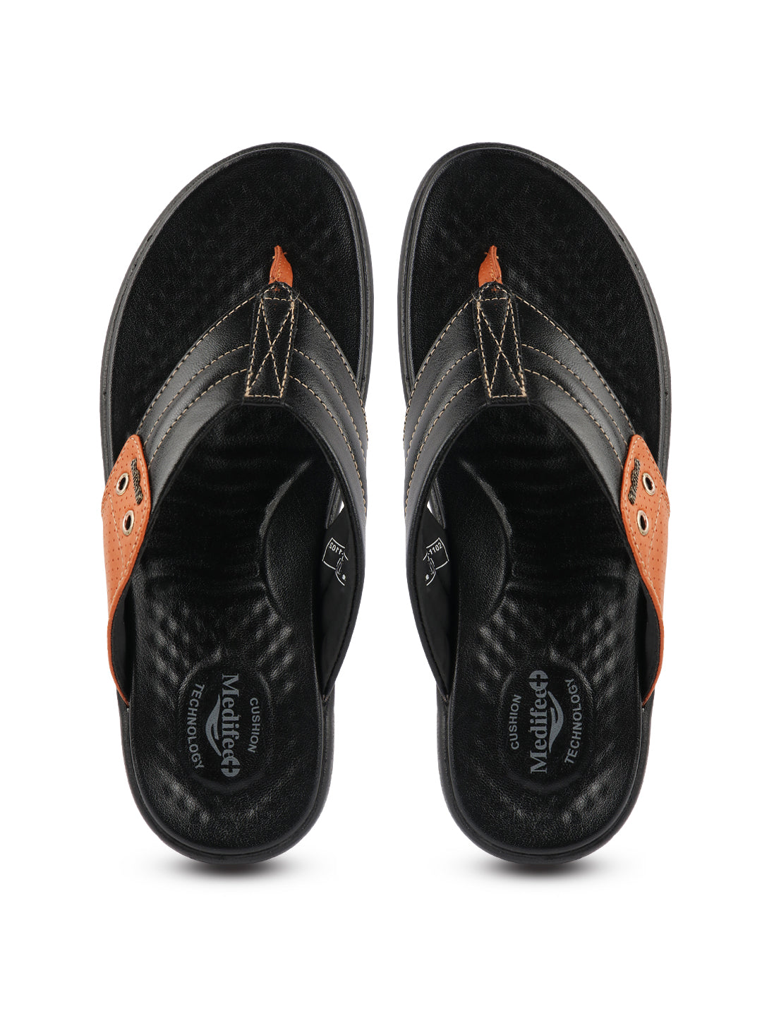 Medifeet Men's Comfort Arch Support Flip-Flops | Dual-Tone Anti-Skid Slippers for All-Day Wear
