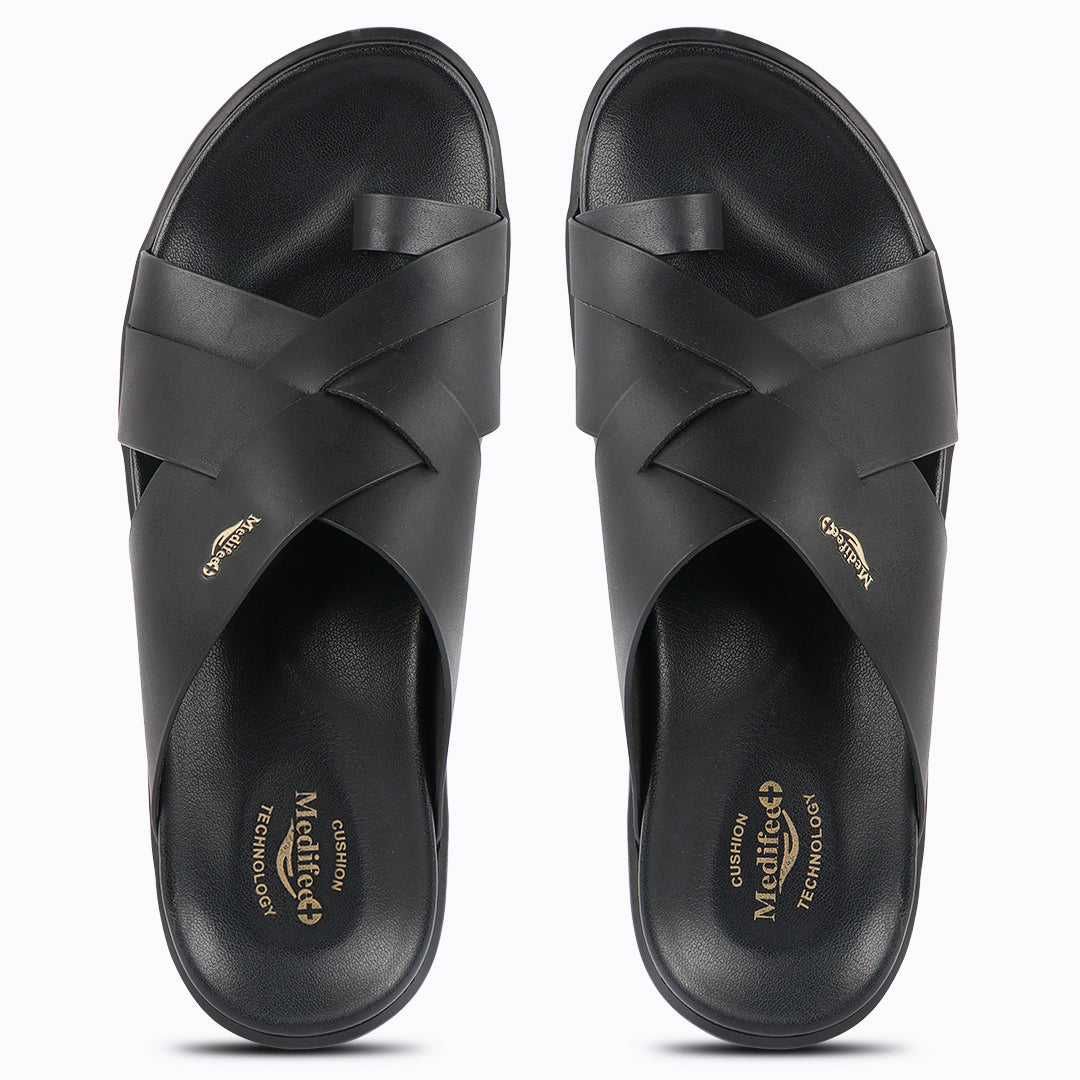 Medifeet Leather Slippers for Men (Classic)
(Extra Comfortable with Arch Support)