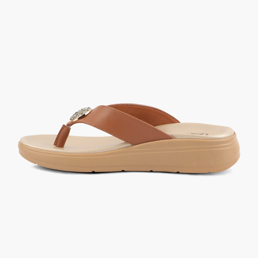 Medifeet Stylish Leather Slippers (Women) (Cushioned Footbed for Extra Comfort)