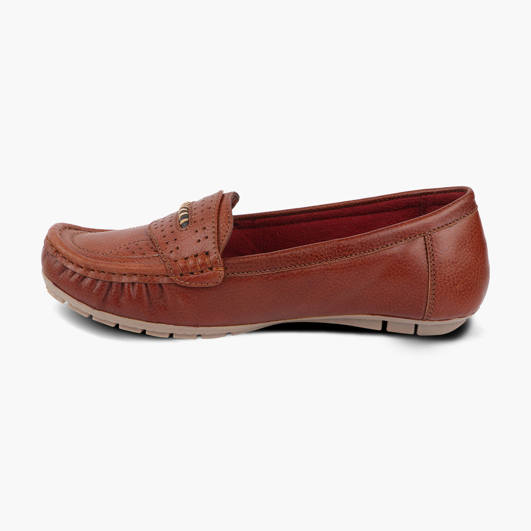 Medifeet Genuine Leather with Arch Support Loafers For Women's