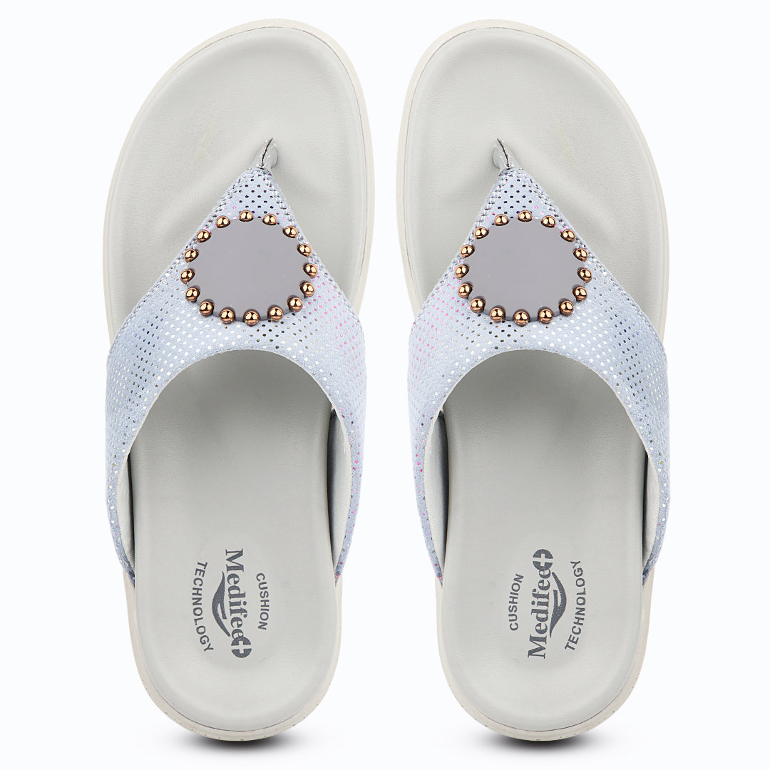 Medifeet LuxeArch Women’s Orthopedic Embellished Slip-On Slippers – Premium Comfort with Cushion Technology