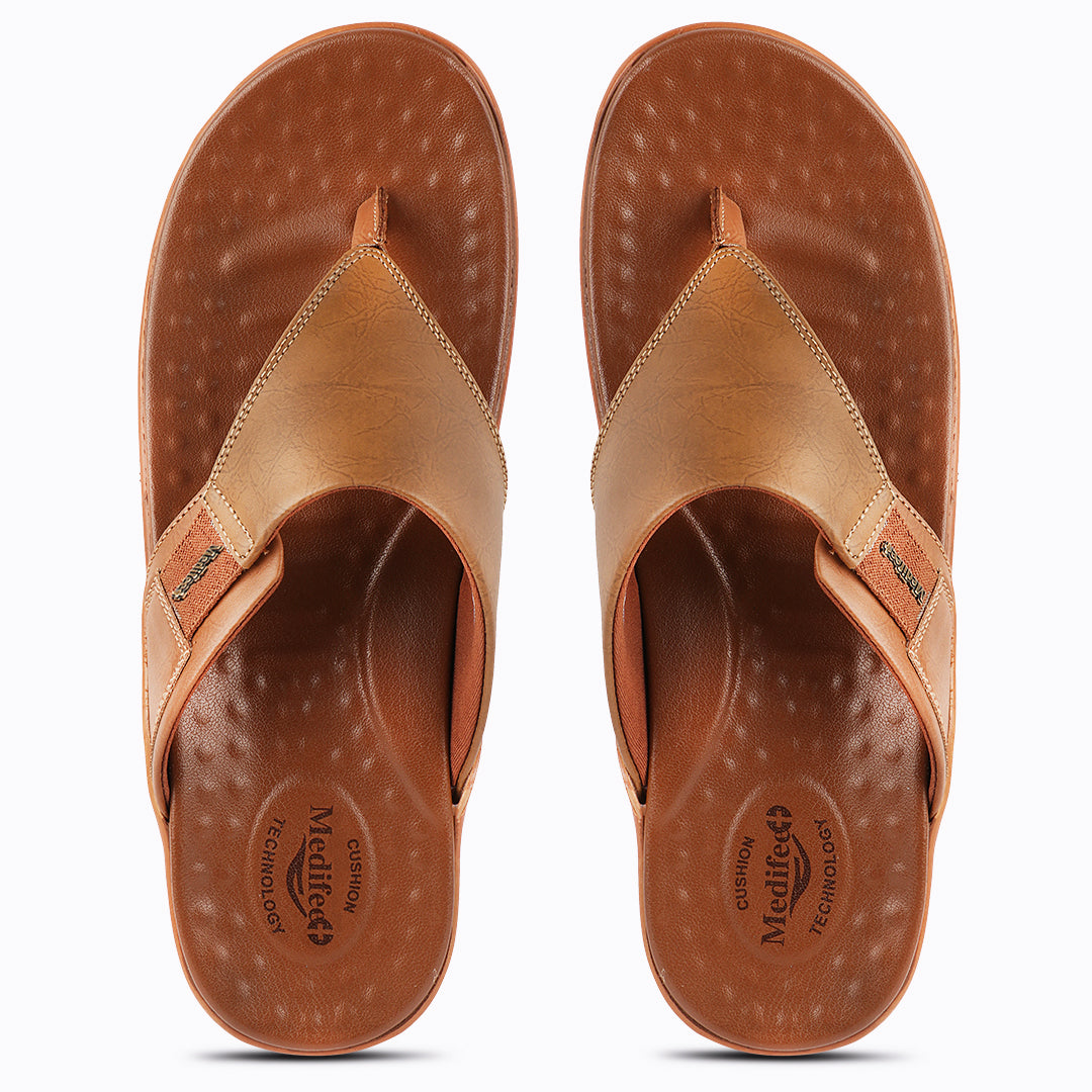 Medifeet All Day Comfort men's Slippers
(Leather Slippers | V Strapped Design)