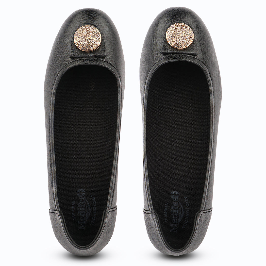 Medifeet 'Desk to Dinner' Chic Embellished 'Ballerinas' for Women Ballet Flats Shoes (Cushion Technology)