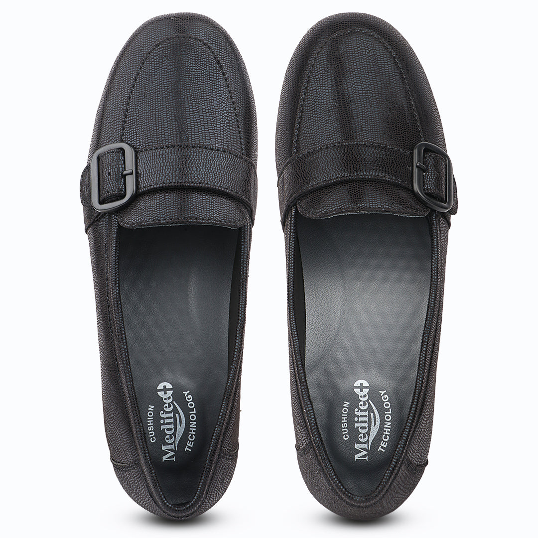 Medifeet Arlo Buckle Comfort Loafer For Women’s Lightweight Cushioned Office & Casual Shoes for All-Day Support