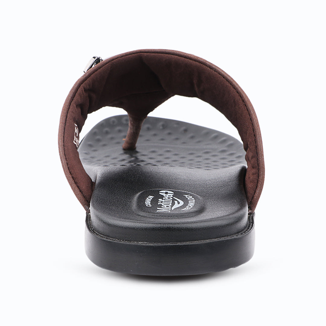 Medifeet Men's Leather Comfort Flip Flops | Soft Footbed | Anti-Slip Sole | Everyday Casual Wear