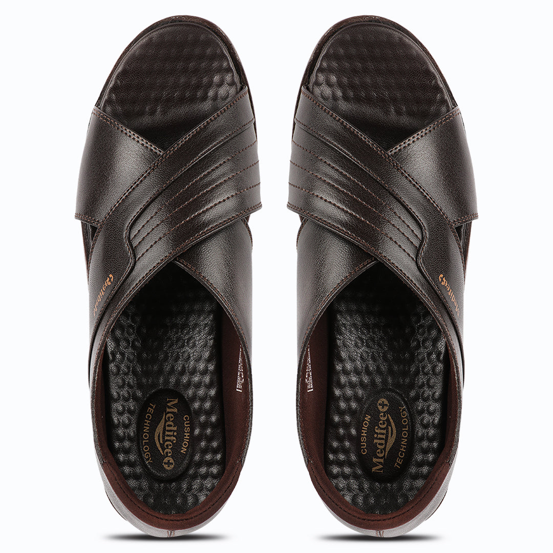 Medifeet Ortho-Friendly Cross Band Open-Toe Sandals For Men's