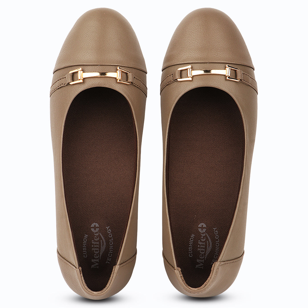 Medifeet Women's Genuine Leather Flats Ballet – (Arch Support, Cushioned Insole, Formal & Office Wear Comfort)