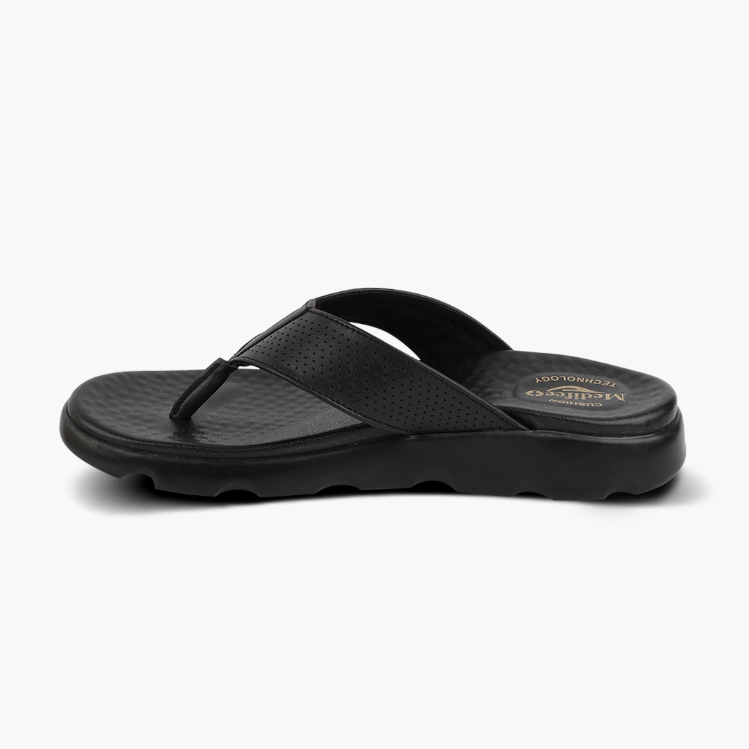 Broad Strap, Cushioned Leather Slippers for Women