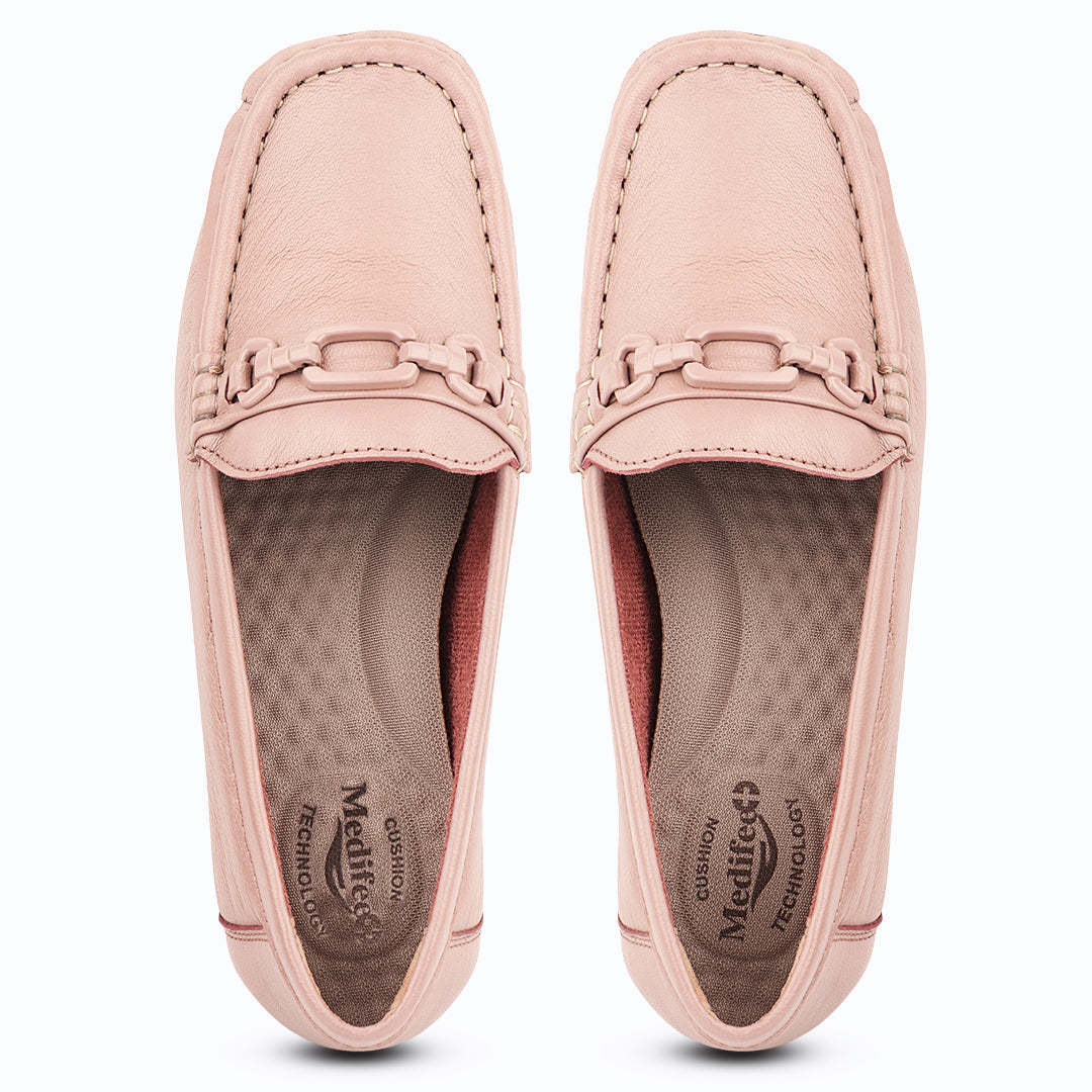 Medifeet Women’s Comfort Loafers – Genuine Leather Slip-On Flats with Arch Support & Cushioned Insole