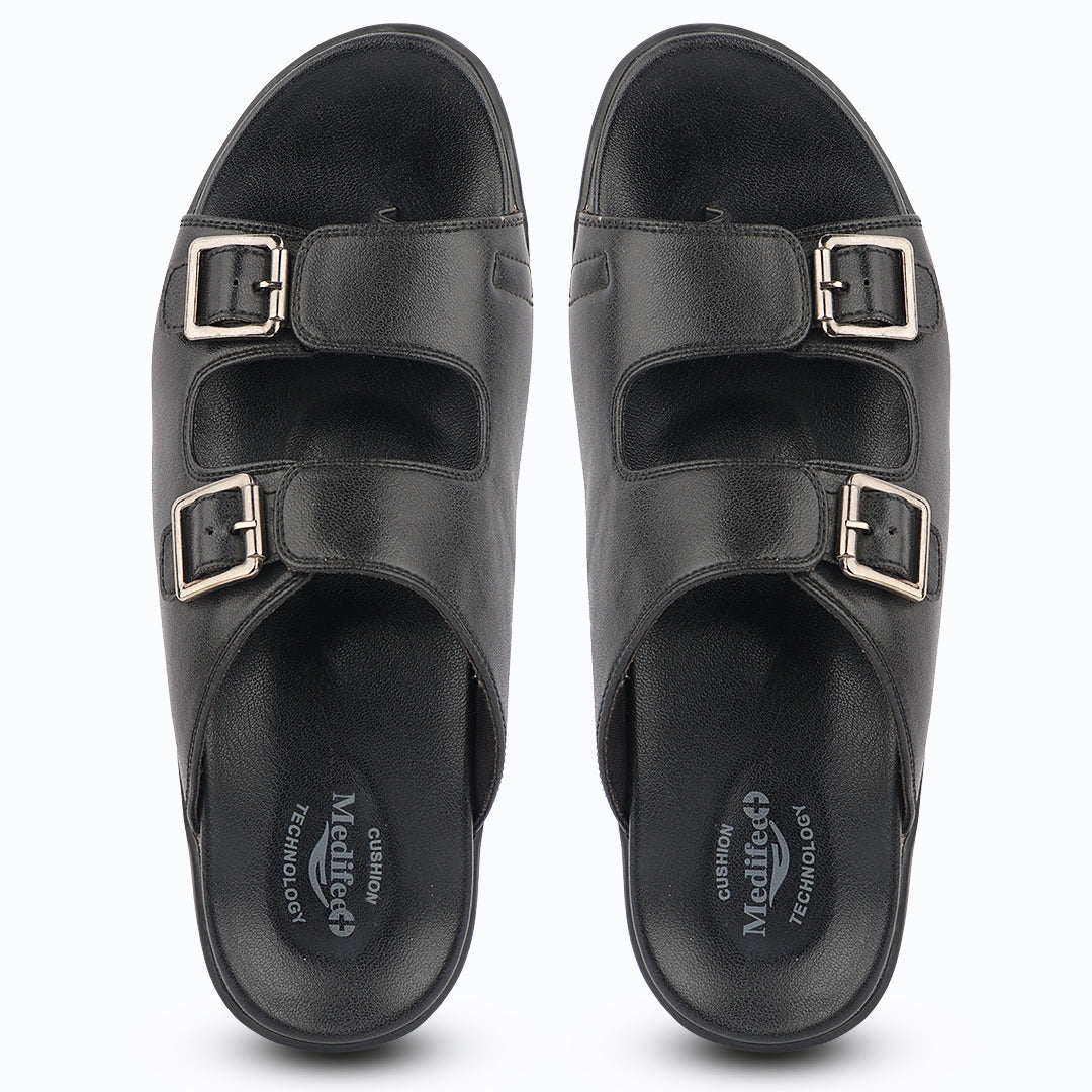 Medifeet Men's Orthopedic Comfort Sandals | Adjustable Double Buckle | Ergonomic Arch Support | Soft Cushioned Footbed | Lightweight Anti-Slip Walking Slides | Everyday Casual Footwear