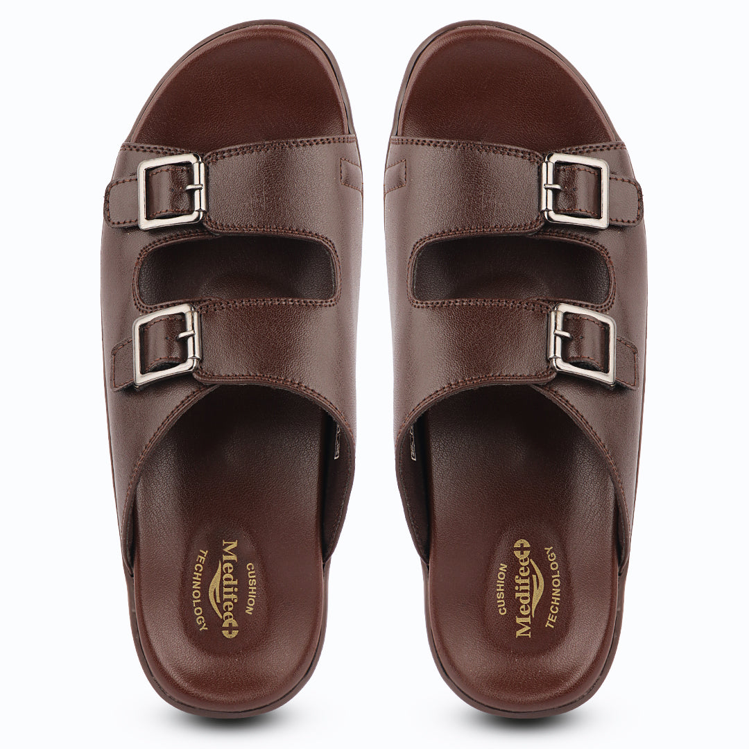 Medifeet Men's Orthopedic Comfort Sandals | Adjustable Double Buckle | Ergonomic Arch Support | Soft Cushioned Footbed | Lightweight Anti-Slip Walking Slides | Everyday Casual Footwear