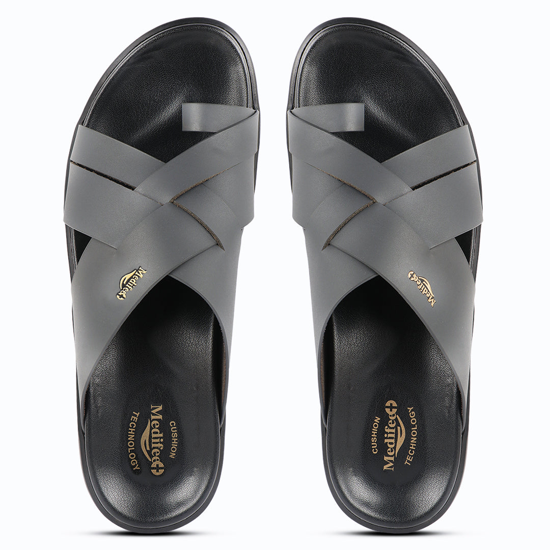Medifeet Leather Slippers for Men (Classic)
(Extra Comfortable with Arch Support)