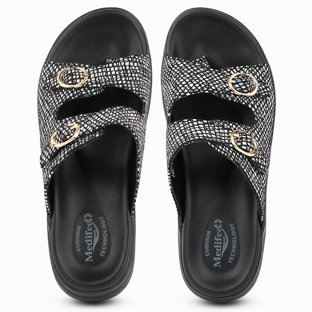 Medifeet DiaStyle Fashion Meets Comfort Diabetic Sandal | Premium Cushioned Orthopedic Slides for All-Day Walking Support