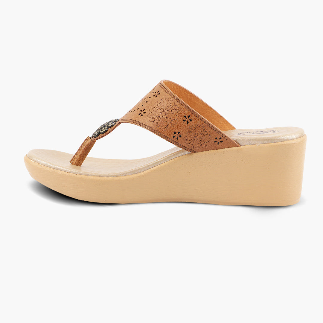 Medifeet Heel Sandals With Embellished Strap For Women's (Arch Support & Comfortable & Cushion Footbed Sandals)