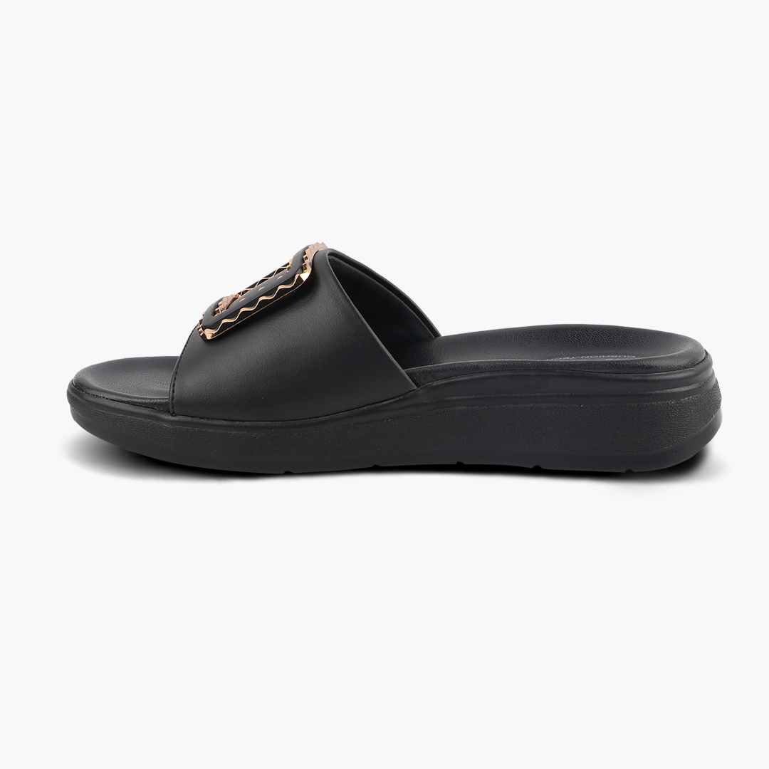 Classic Leather Slippers for Women with Cushioned Footbed