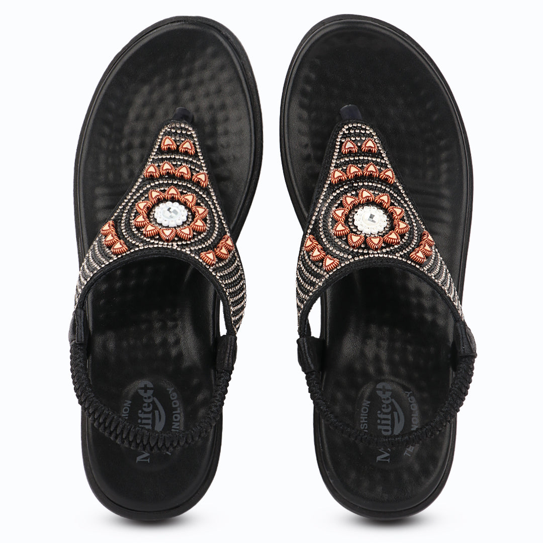 Medifeet Elegance Beadwork Slingback Sandals for Women with Plush Cushion Footbed
