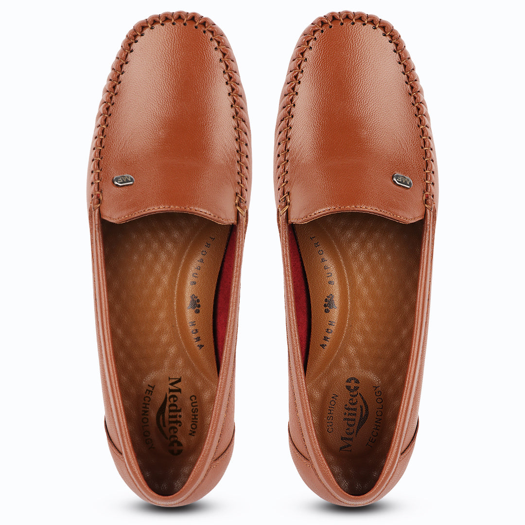 Pointed-Toe Leather Loafers for Women with Extra Cushion