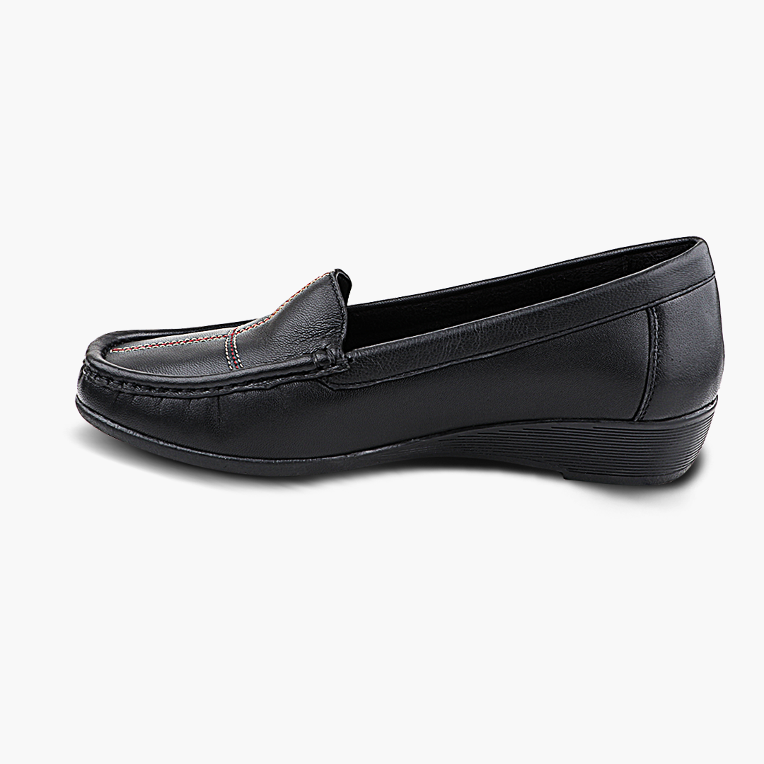 Subtle Heel Leather Loafers for Women with Arch Support