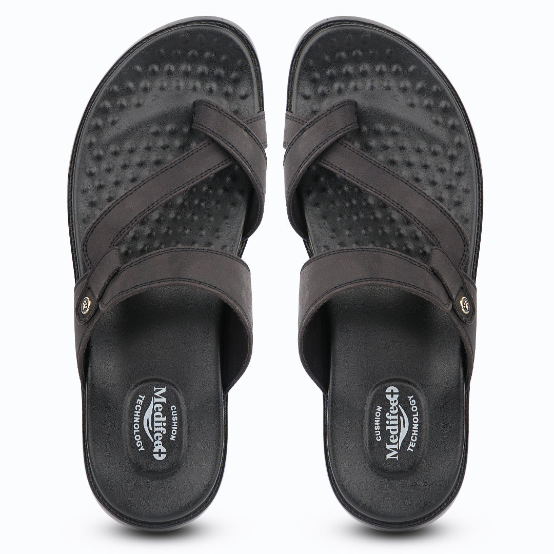 Medifeet Men’s Relaxed Comfort Slippers – Easy Wear Slip-On, Cushioned Base, Ideal for Home & Outdoor Use