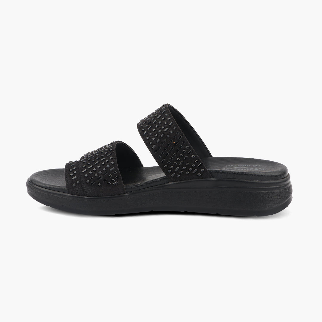 Medifeet Stylish Leather Slippers (Women) (Dual Strap for Better Fit)