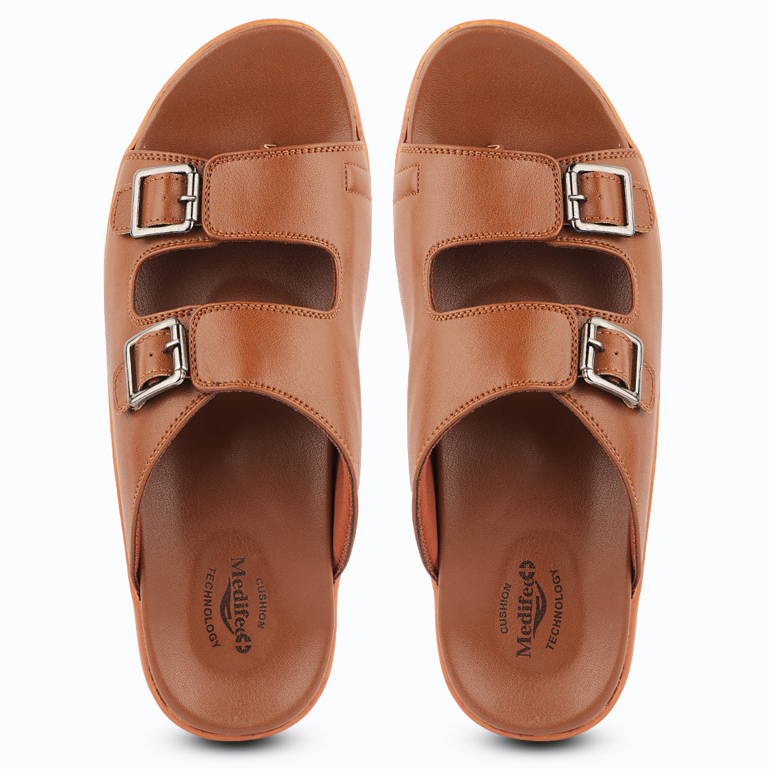 Medifeet Men's Orthopedic Comfort Sandals | Adjustable Double Buckle | Ergonomic Arch Support | Soft Cushioned Footbed | Lightweight Anti-Slip Walking Slides | Everyday Casual Footwear