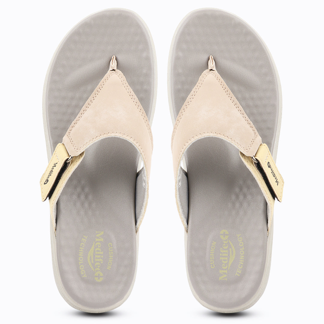 Medifeet Side V-Strap Comfortable Sandals with Arch Support For Women's