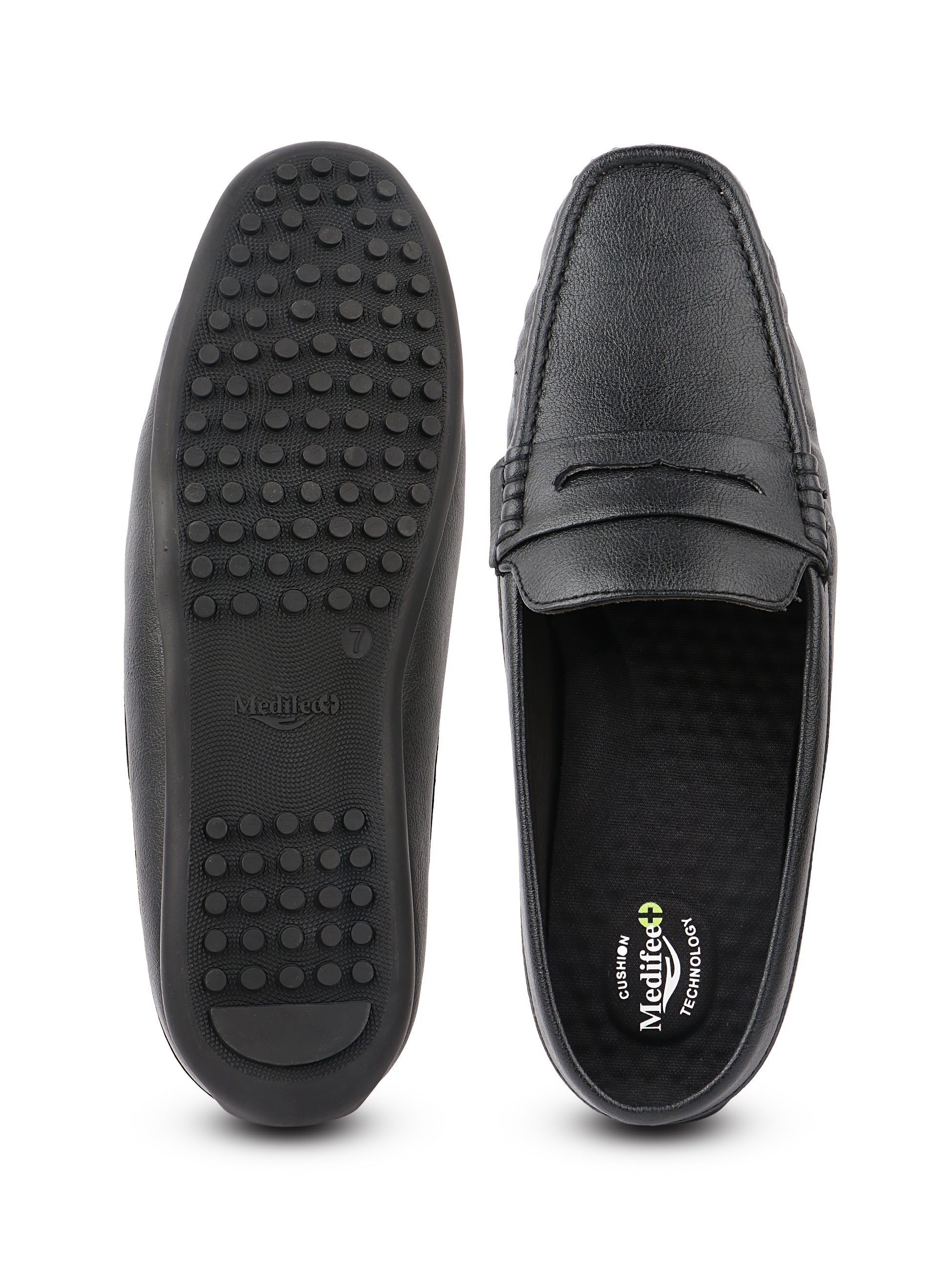 Medifeet Men’s Comfort Penny Loafers – Low Back Formal Shoes with Arch Support & Foot Balancing | Bounce-Back Comfort Insole, Orthopedic Comfort & Anti-Skid Sole for Long-Hour Standing Support