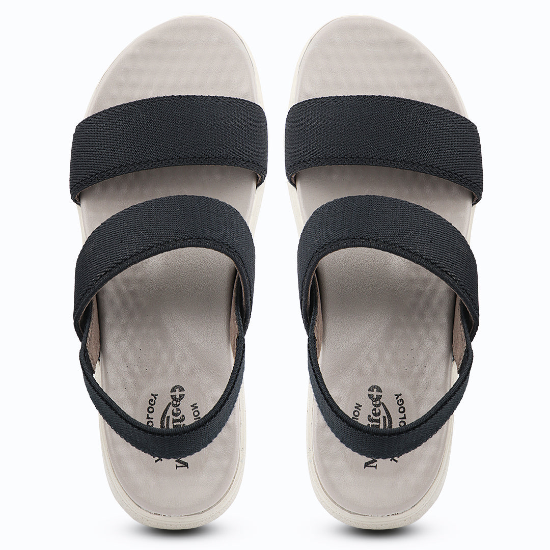 Medifeet Women's Dual Strap Fashion Sandals (with High Back Strap & Arch Support)