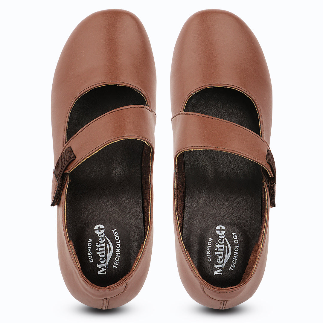 Medifeet Women’s Mary Jane Strap Office & Casual Shoes | Soft Cushioned Comfort | Long Hours Work Support