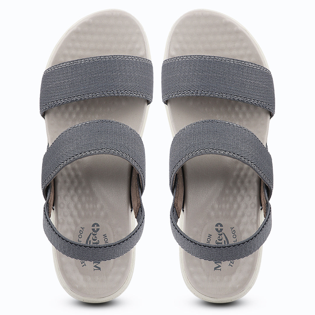 Medifeet Women's Dual Strap Fashion Sandals (with High Back Strap & Arch Support)
