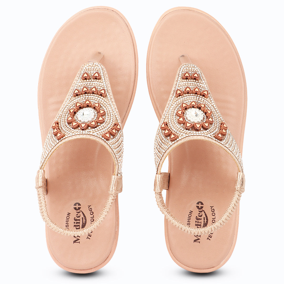 Medifeet Elegance Beadwork Slingback Sandals for Women with Plush Cushion Footbed