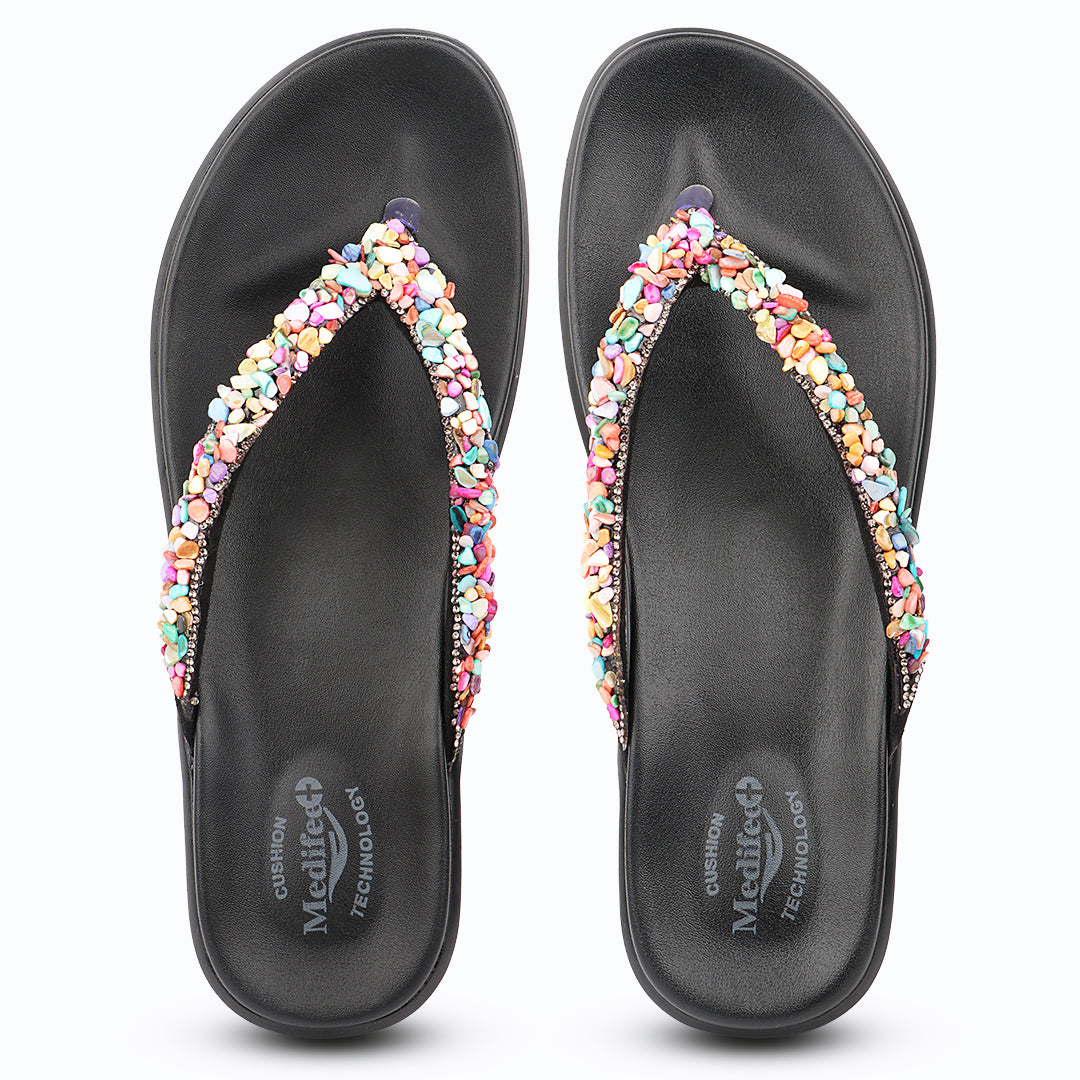 Medifeet Pearl Strap Wedge Sandals for Women – Arch Support, Cushion & Orthopedic Comfort