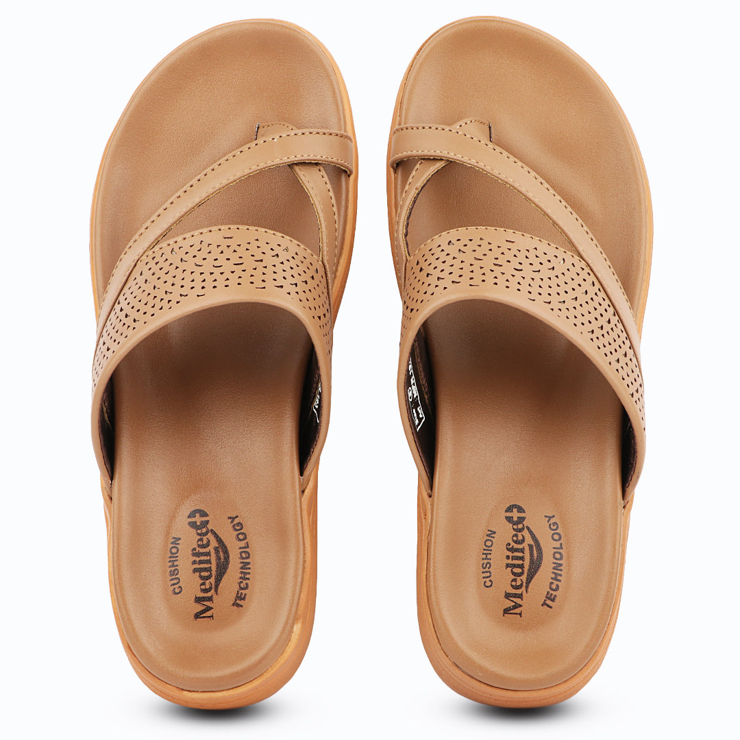 Medifeet SoftStep X-Ring Toe Comfort Slides Slippers For Women's – CushionFlow Midsole Arch Support for All-Day Support