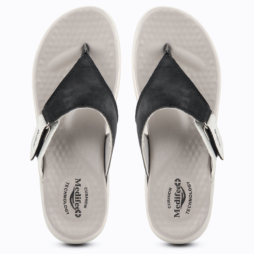 Medifeet Side V-Strap Comfortable Sandals with Arch Support For Women's