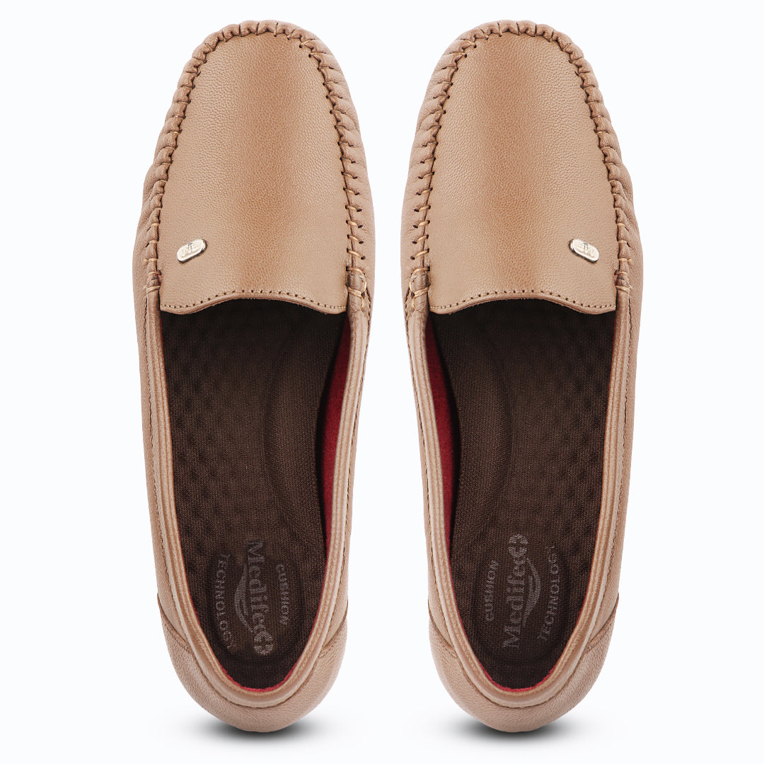 Pointed-Toe Leather Loafers for Women with Extra Cushion