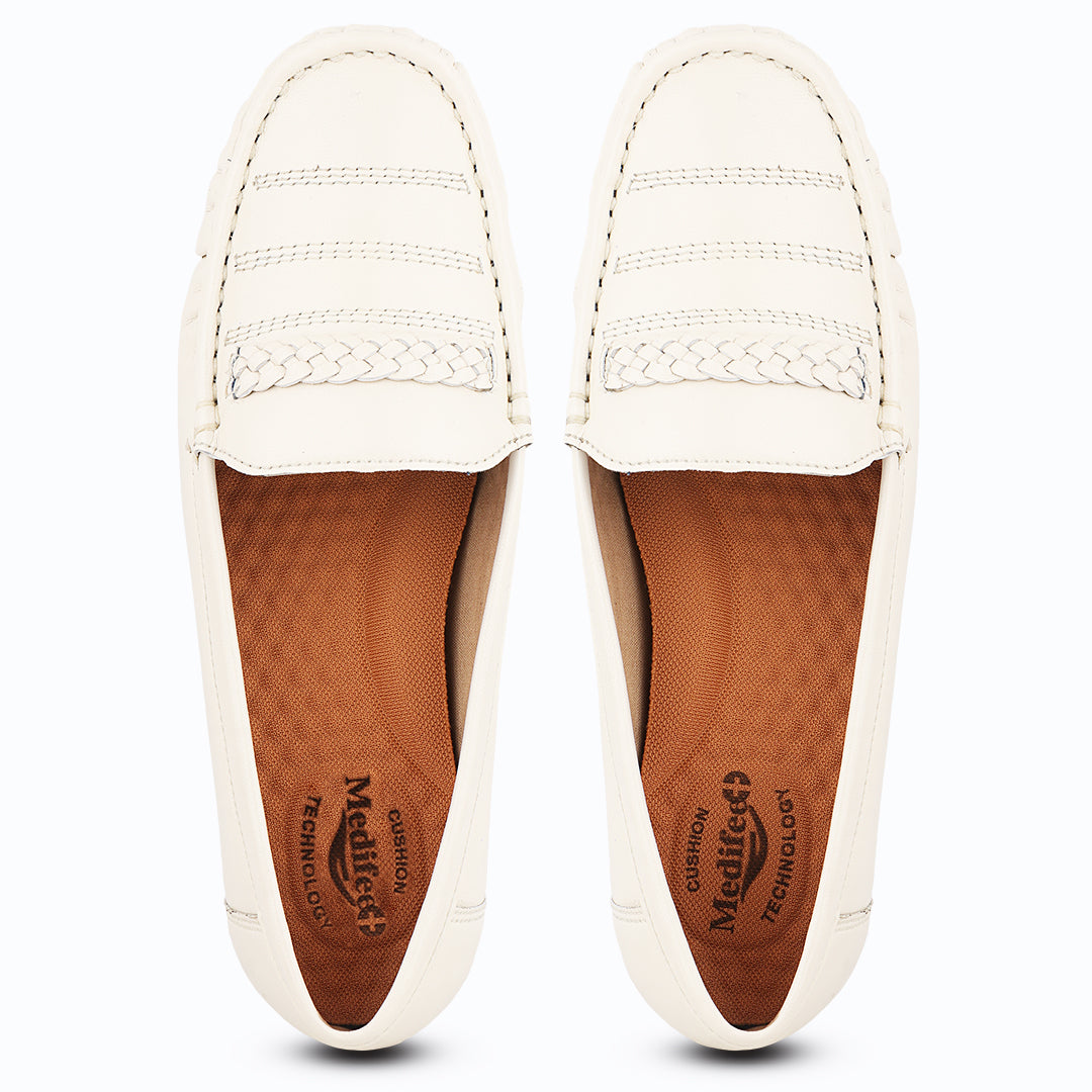 Medifeet Genuine Leather Comfortable & Arch Support Loafers For Women's