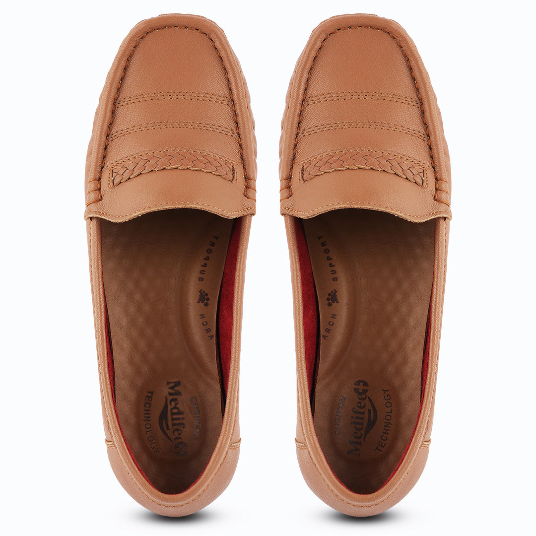 Medifeet Genuine Leather Comfortable & Arch Support Loafers For Women's
