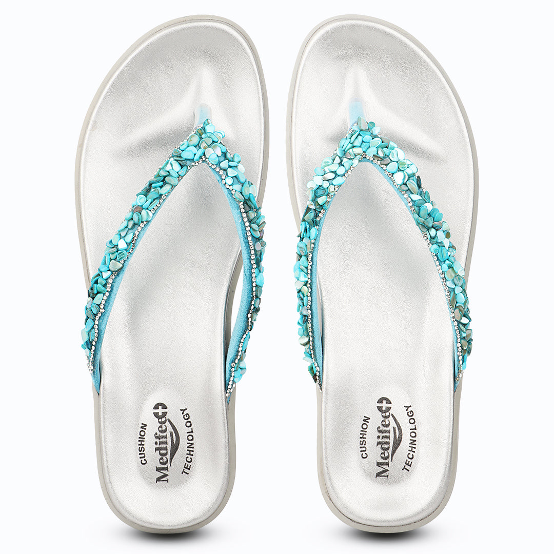Medifeet Pearl Strap Wedge Sandals for Women – Arch Support, Cushion & Orthopedic Comfort