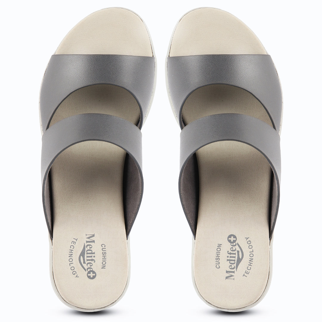 Medifeet Women’s Two Strap Slip-On Heels