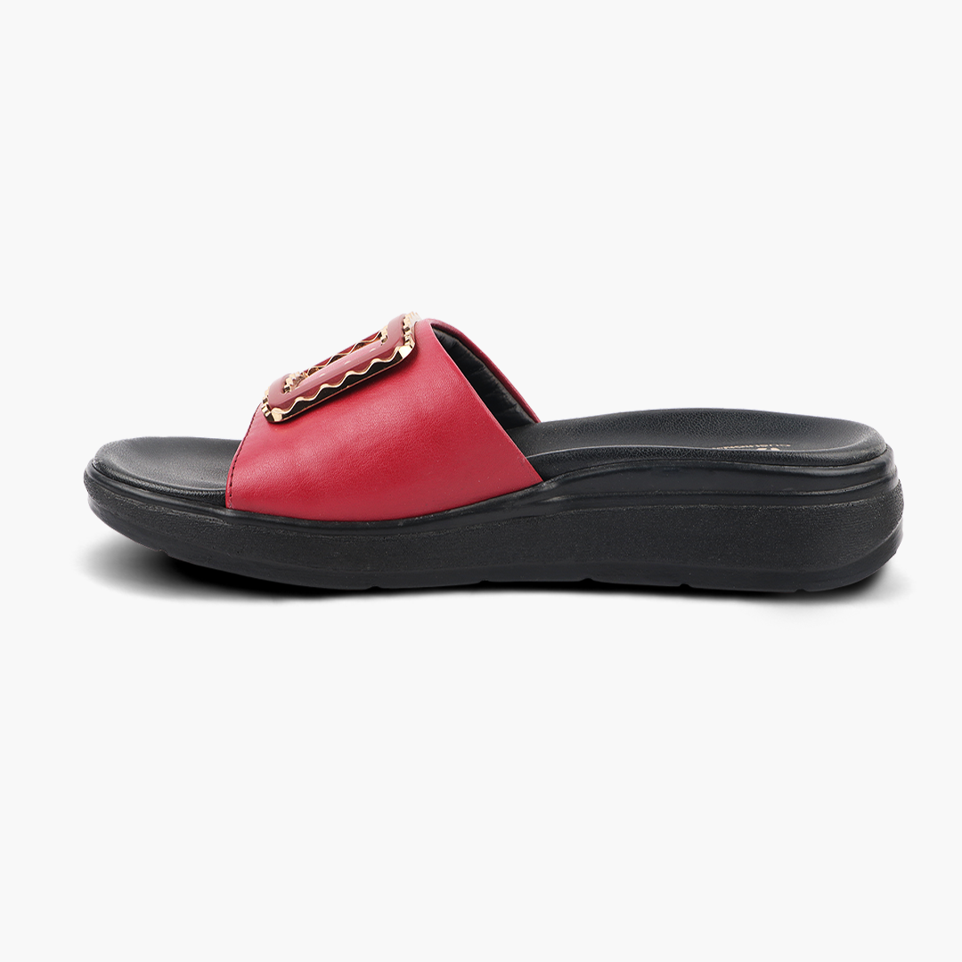 Classic Leather Slippers for Women with Cushioned Footbed
