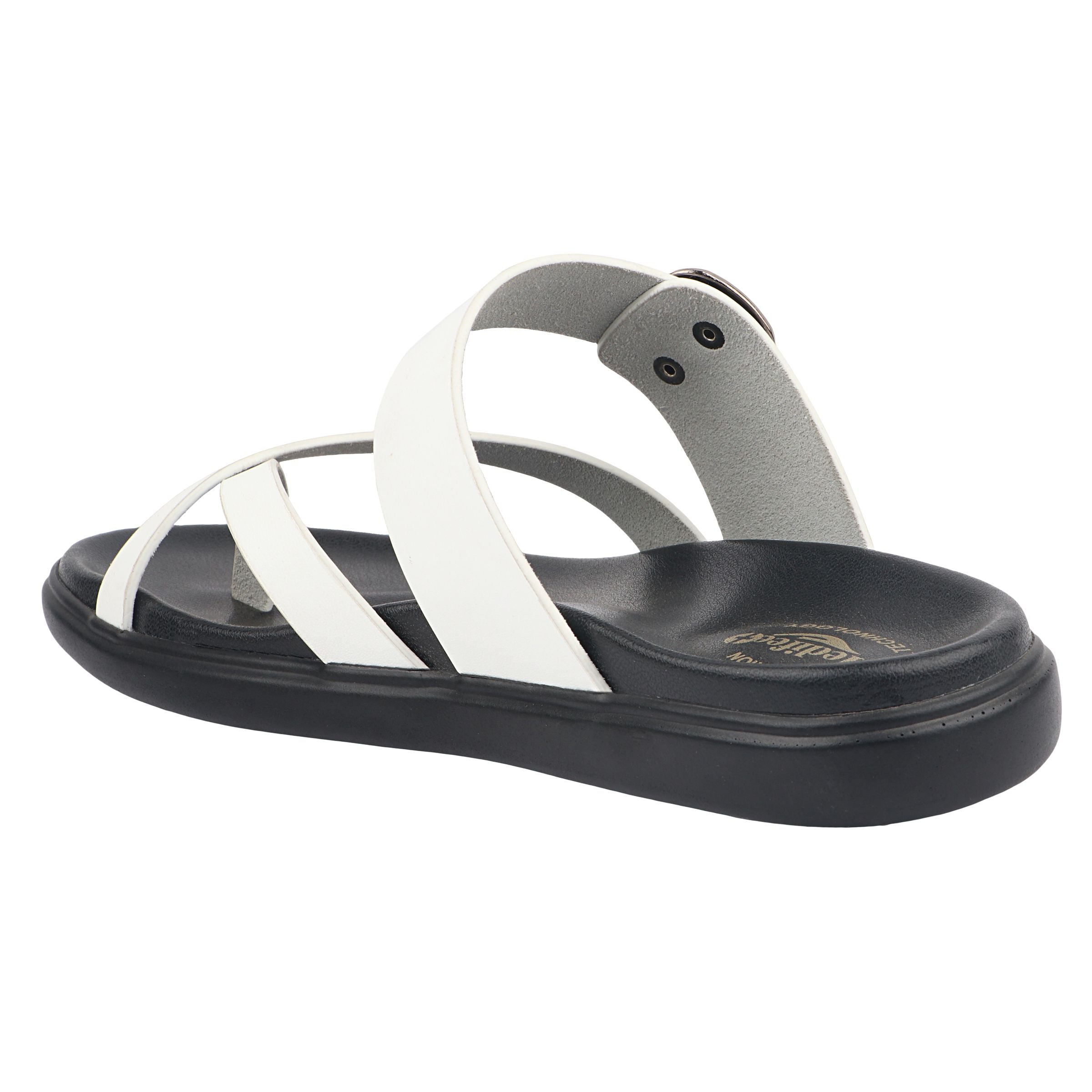 Medifeet Women’s Comfort Cross Strap Slide Sandals with Adjustable Buckle | Arch Support | Cushioned Footbed | Lightweight Anti-Slip Sole