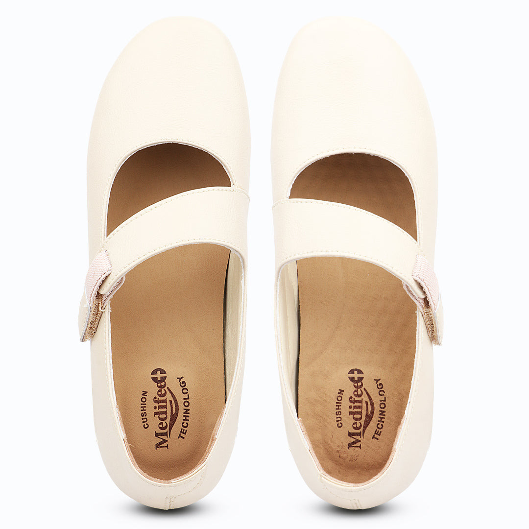 Medifeet Women’s Mary Jane Strap Office & Casual Shoes | Soft Cushioned Comfort | Long Hours Work Support