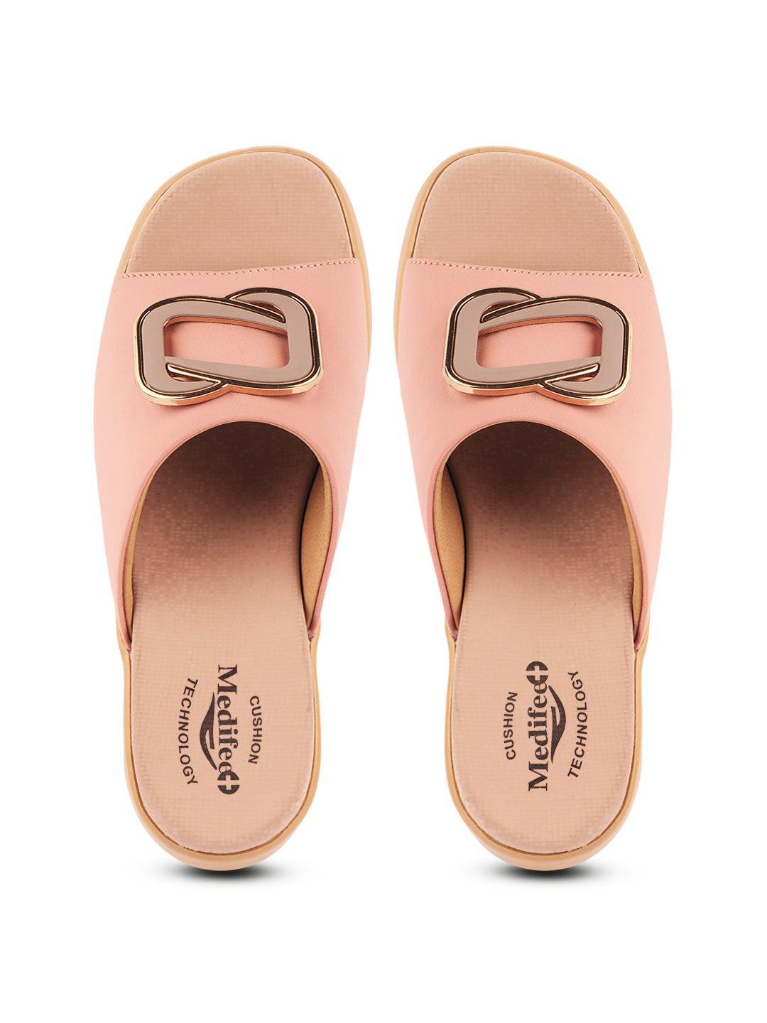 Medifeet Stylish Wedge Heel Sliders for Women (Premium Leather | Cushioned Footbed
