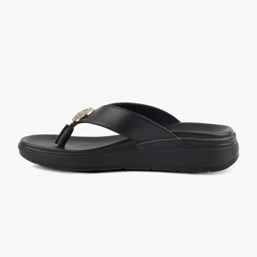 Medifeet Stylish Leather Slippers (Women) (Cushioned Footbed for Extra Comfort)