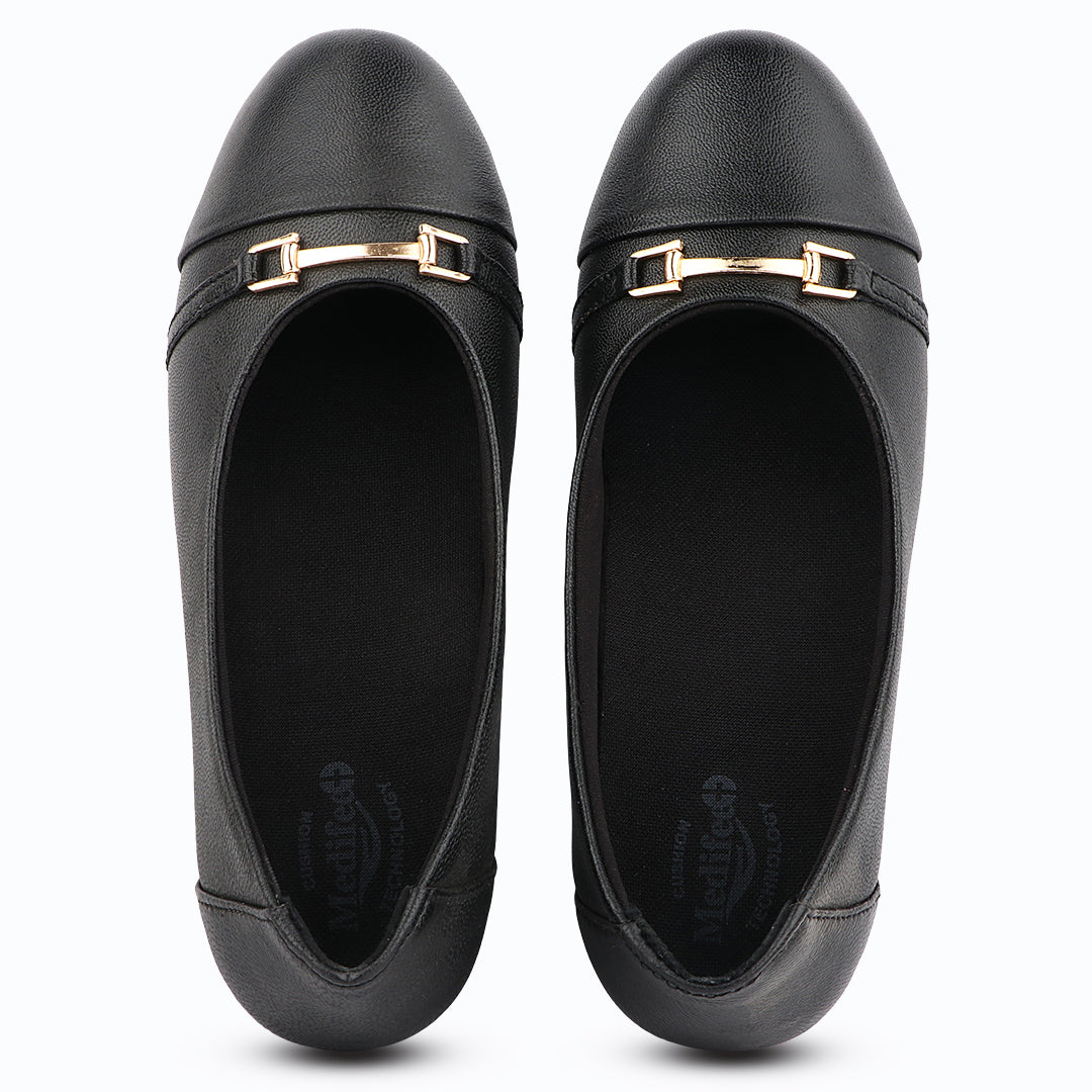 Medifeet Women's Genuine Leather Flats Ballet – (Arch Support, Cushioned Insole, Formal & Office Wear Comfort)