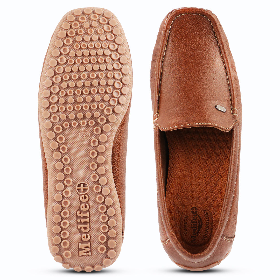 Medifeet Premium Genuine Leather Loafer with Extra Comfort For Men's