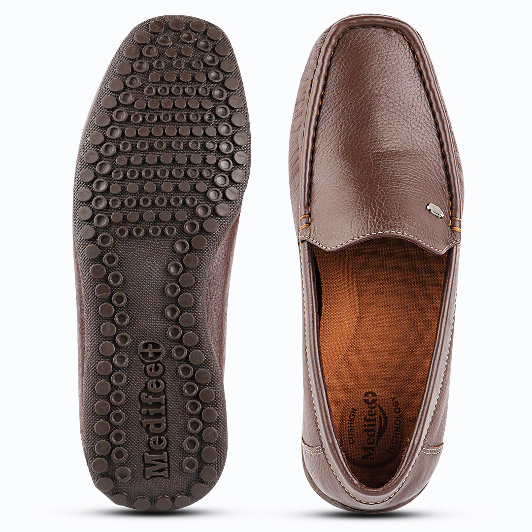 Medifeet Premium Genuine Leather Loafer with Extra Comfort For Men's