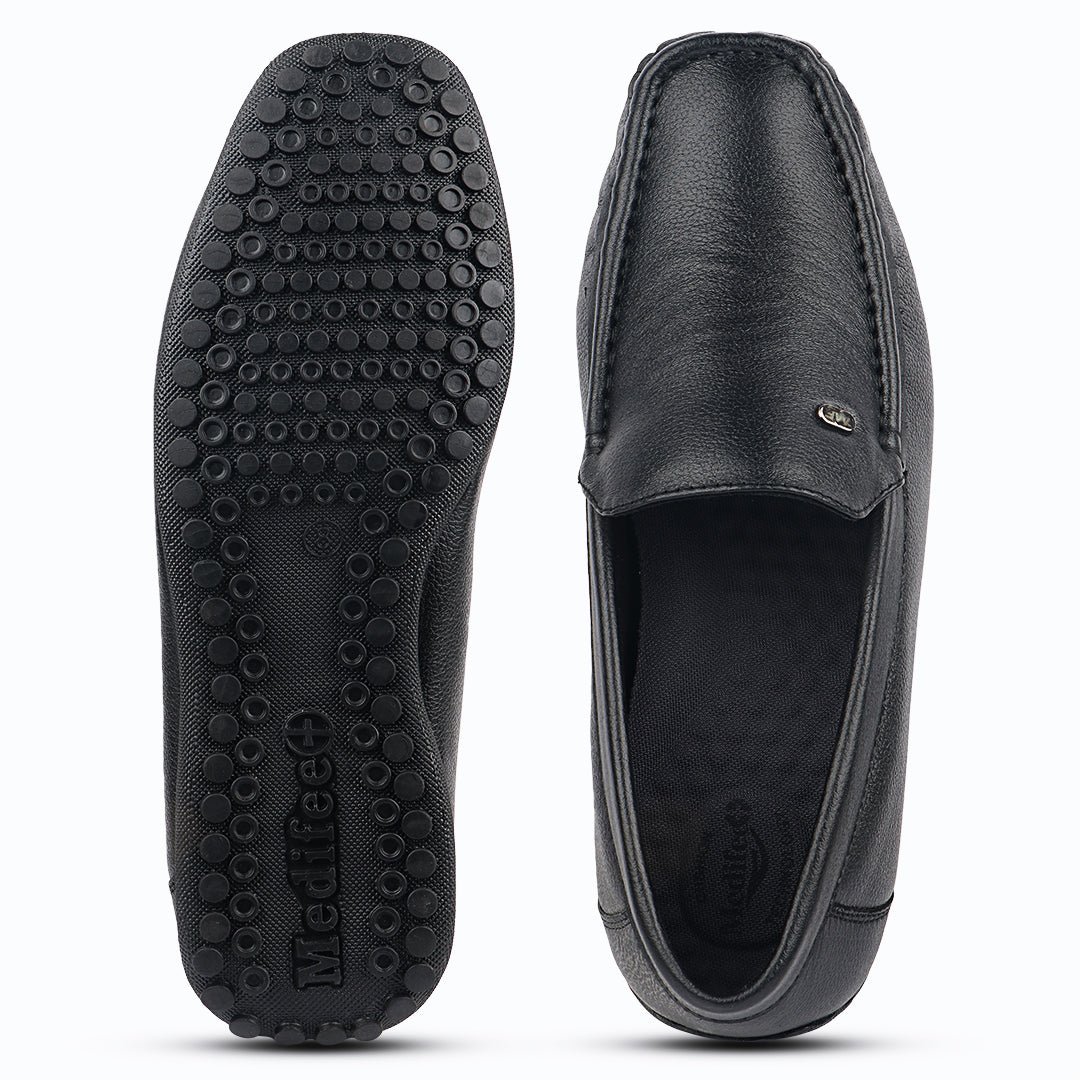 Medifeet Premium Genuine Leather Loafer with Extra Comfort For Men's