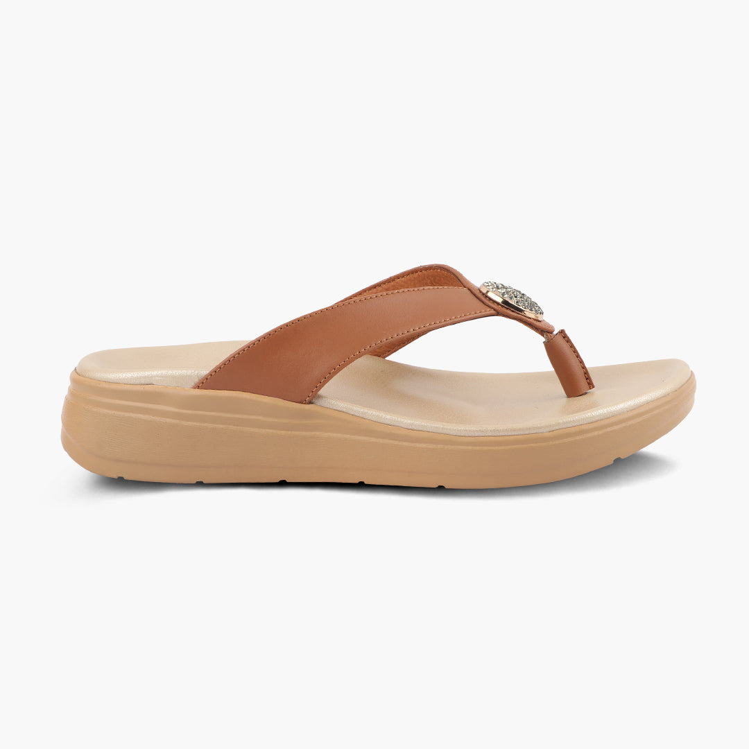 Medifeet Stylish Leather Slippers (Women) (Cushioned Footbed for Extra Comfort)